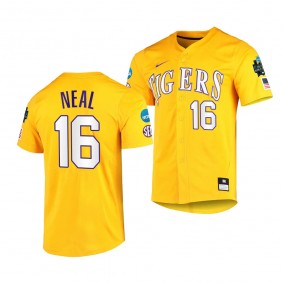 2023 College World Series Brady Neal LSU Tigers NCAA Baseball Gold Jersey Men #16