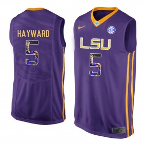 Male Kieran Hayward #5 LSU Tigers Purple NCAA Player Pictorial Tank Top Basketball Jersey